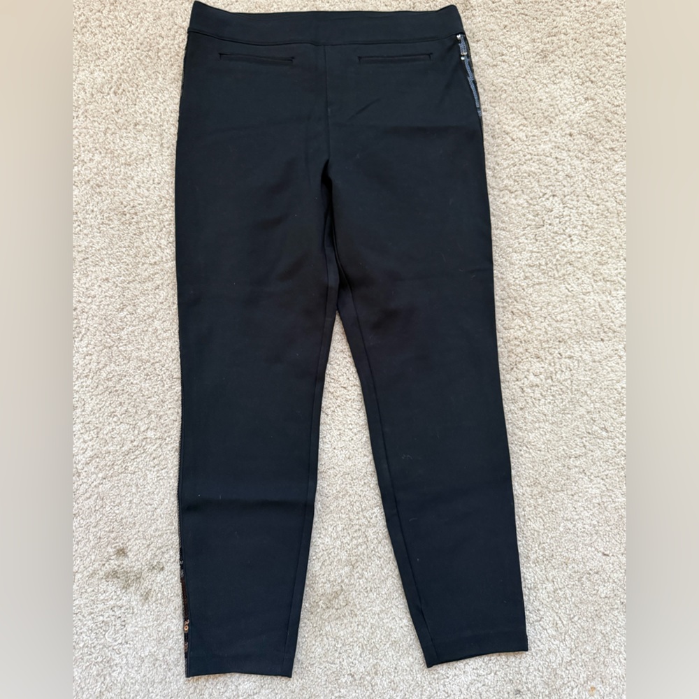 SPANX black Seamless Leggings with sequin side stripe.   Size XL.